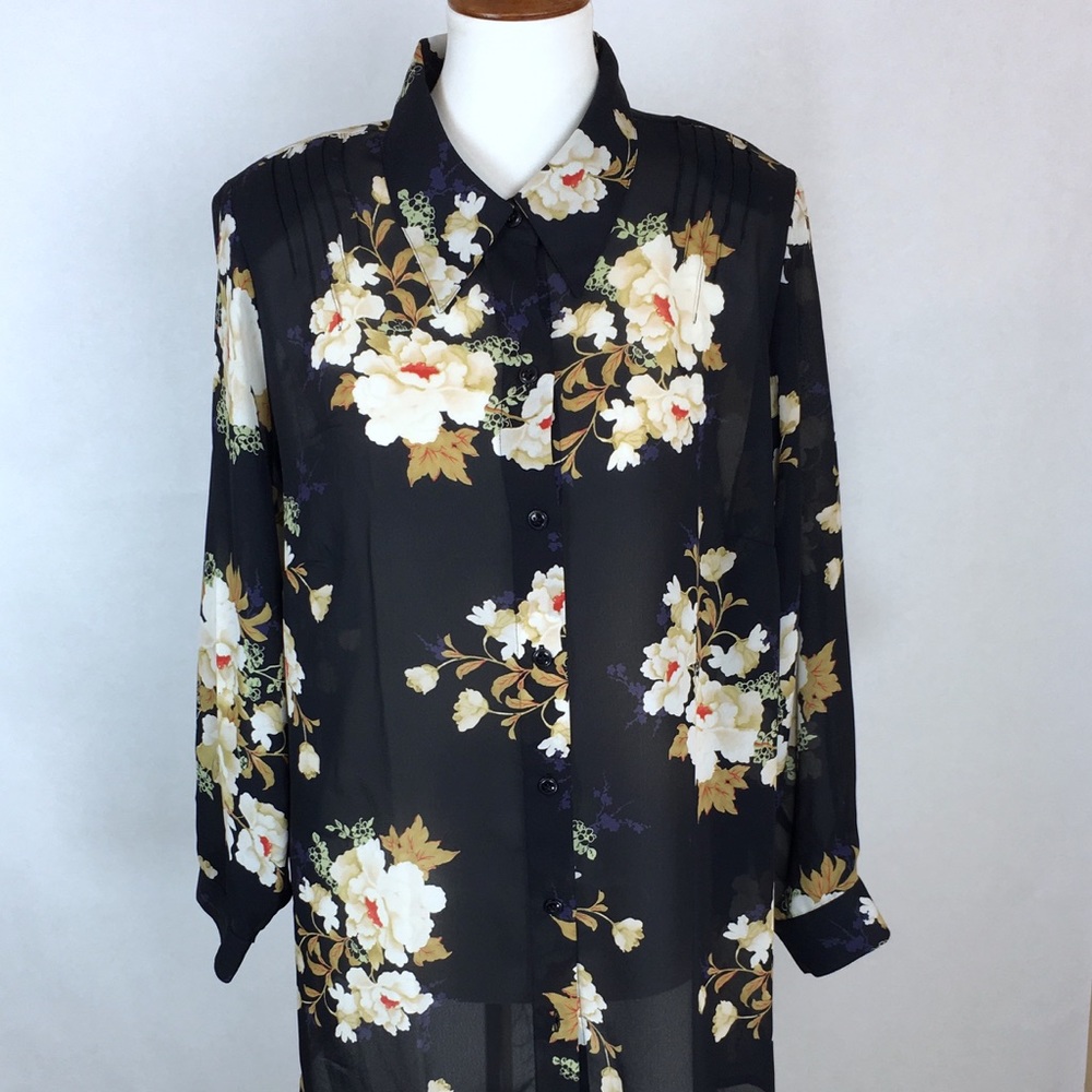 Emma James Blue Floral Blouse 20W EUC